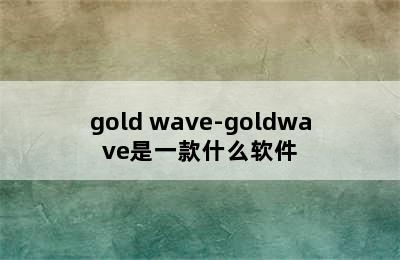 gold wave-goldwave是一款什么软件